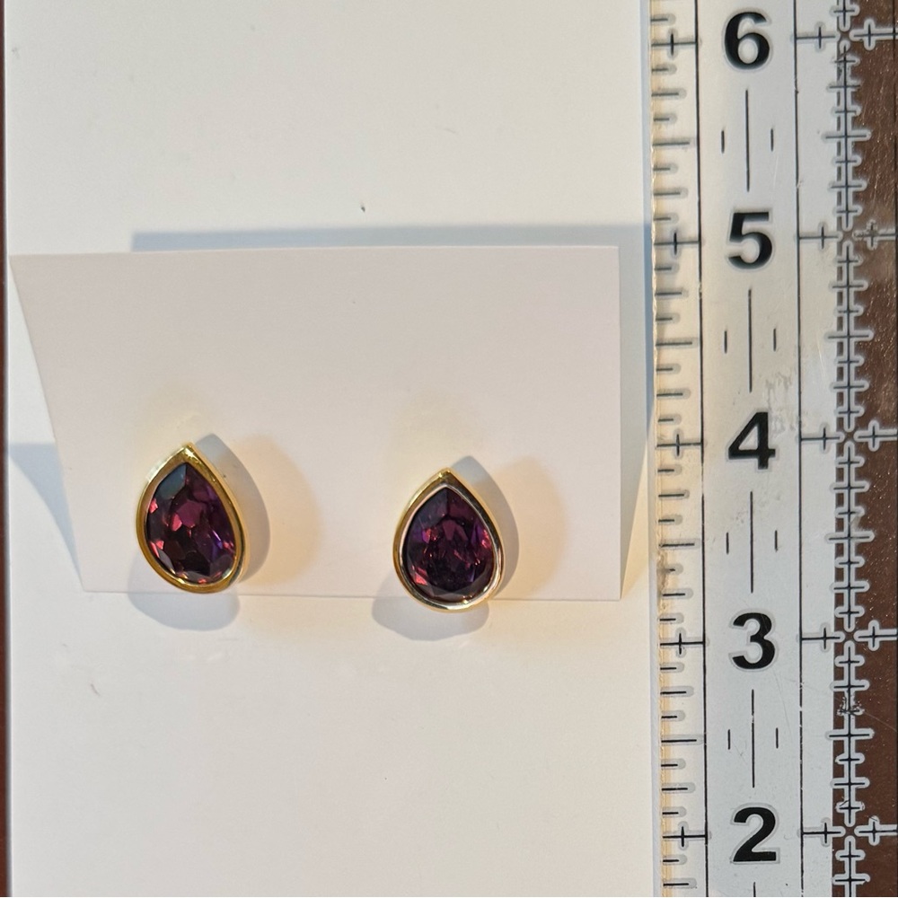 Elegant Gold and Purple Teardrop Earrings